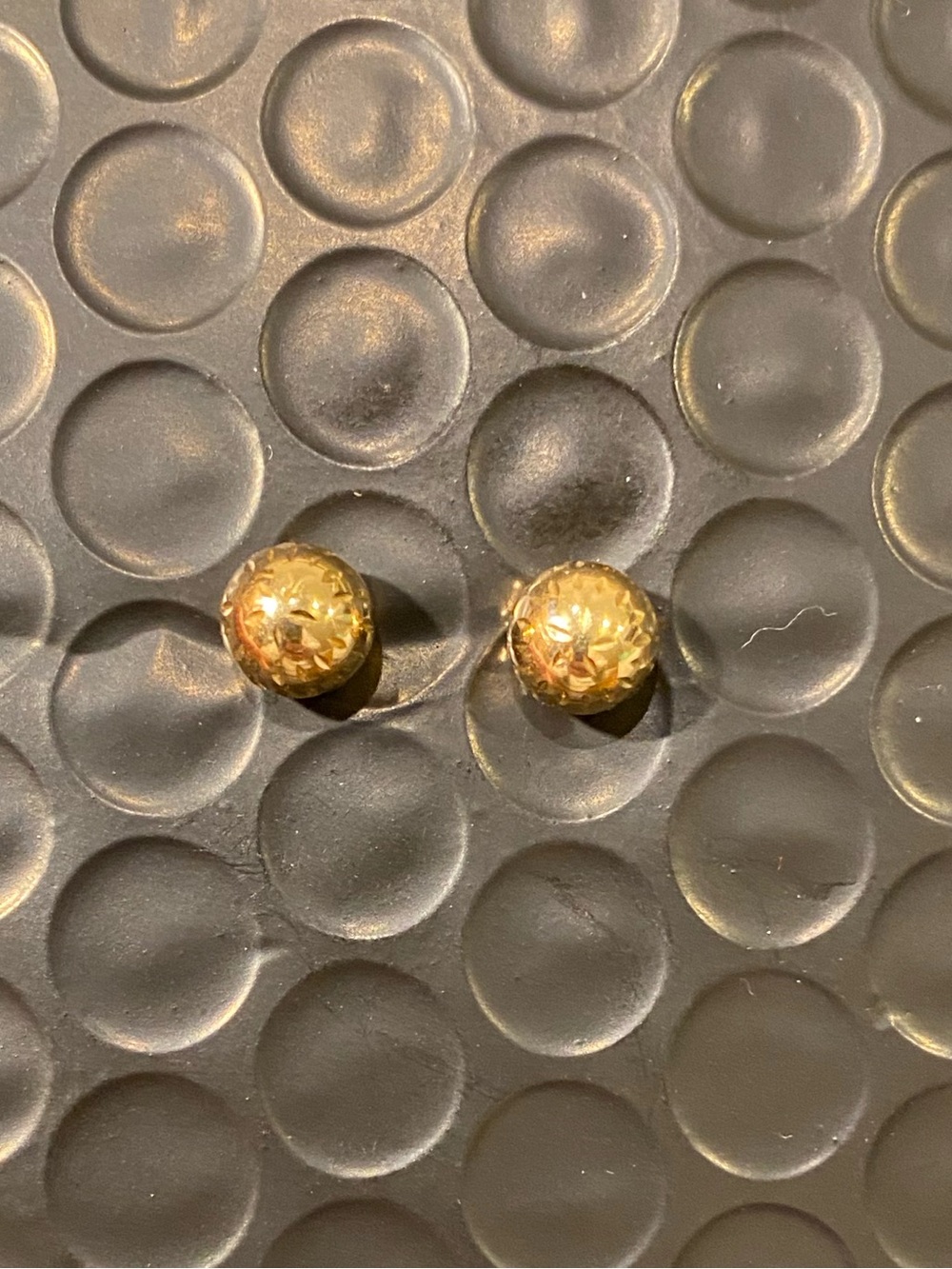 Earrings 14k .24g yellow gold textured ball studs No Backs Vintage Jewelry
